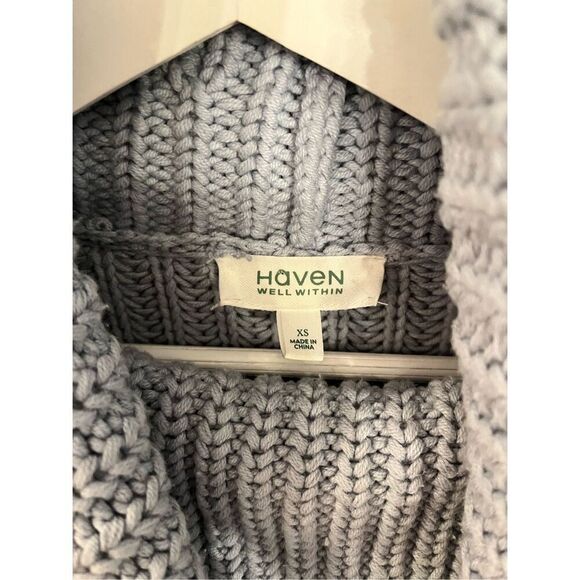 Haven Well Within Light Blue Chunky Knit Cowl Neck Sweater Sz XS EUC - Picture 2 of 6